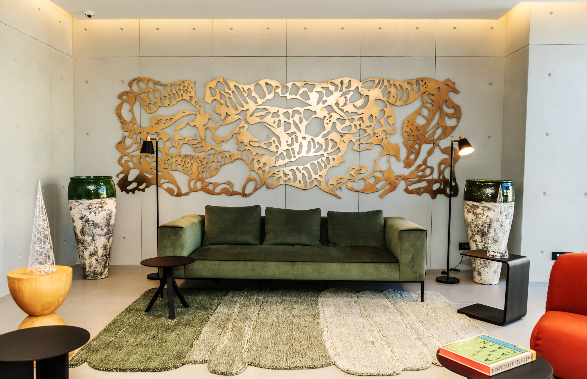 Living room green sofa
